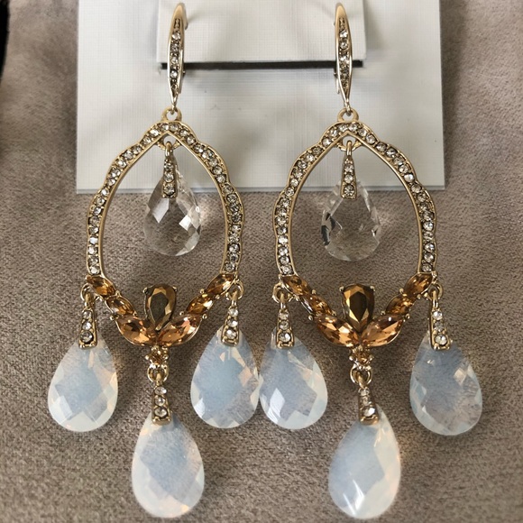JENNY PACKHAM GOLDTONE CRYSTAL CHANDELIER EARRINGS - Picture 2 of 12